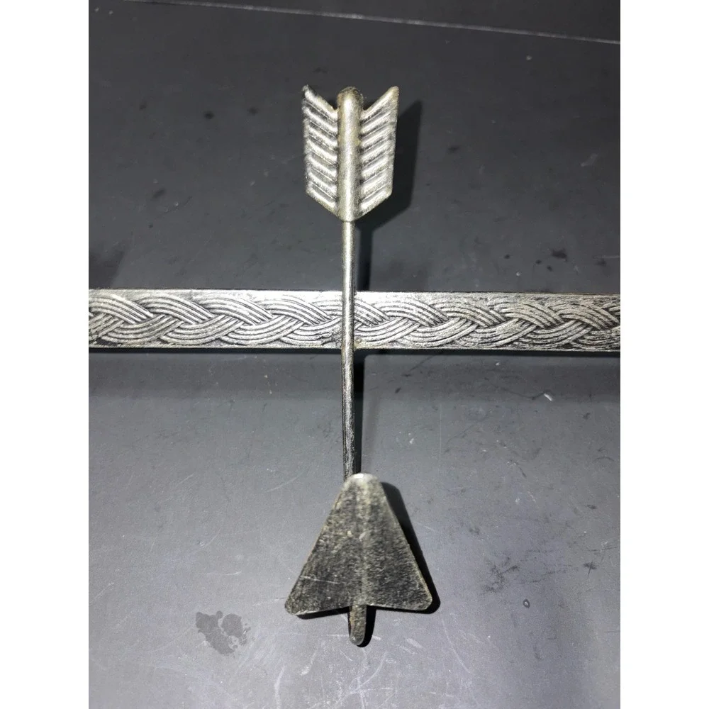 Rustic Metal Arrow Wall Hook Rack 3 Hook Antique Silver Southwestern Lodge Decor